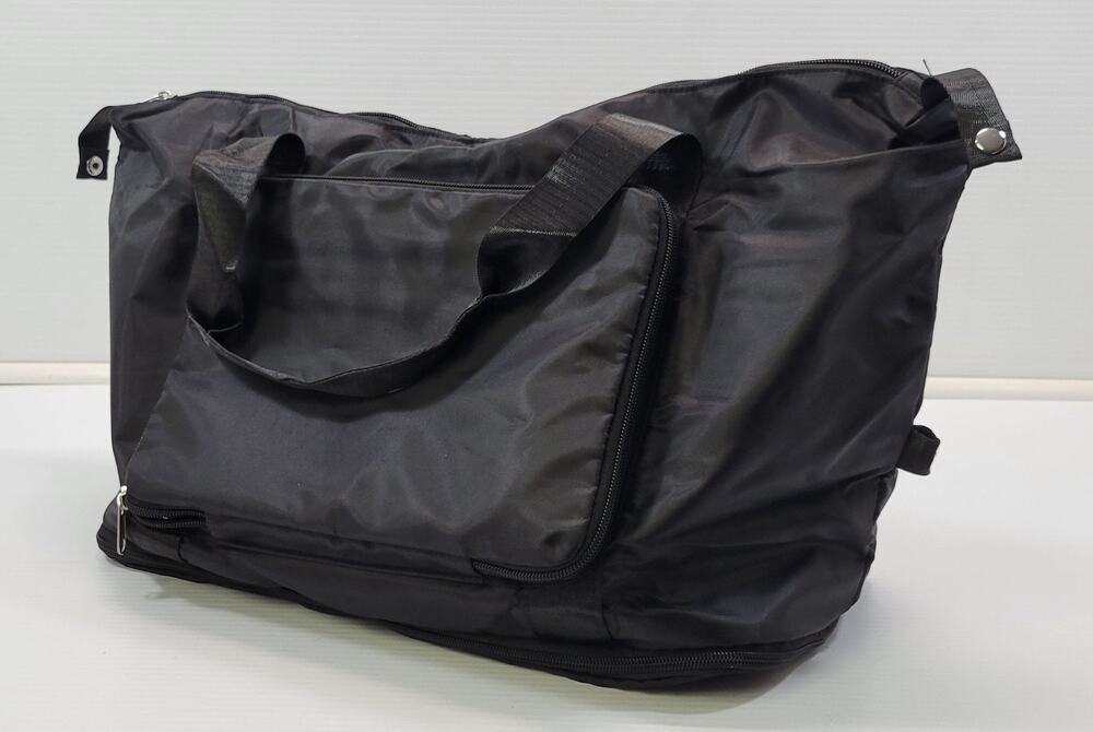 HH) Foldable Lightweight Black Nylon 16" Travel Bag